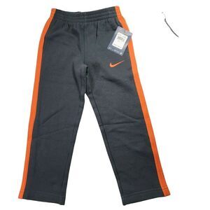 Nike Boys Sweat Jogging Pants Fleece Gray Orange‎ 862107-693 Size 4